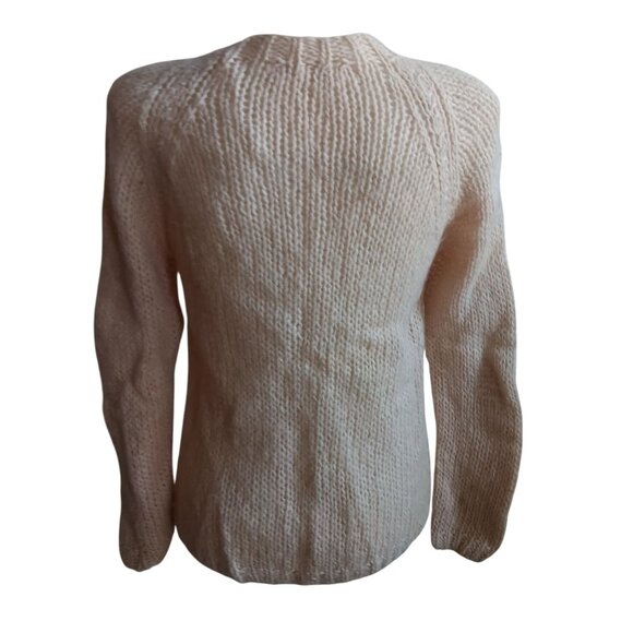 Vintage Womens Medium Cardigan Sweater Wool Mohair Handmade Italian Pink Knit - Picture 3 of 9